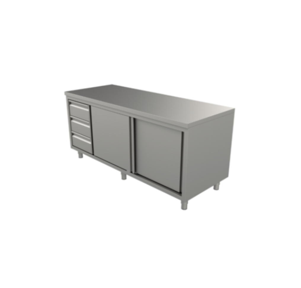 Cabinet W/3 Left Drawers & Sliding Doors