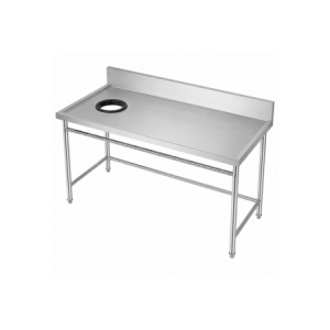 LANDING DISH TABLE W BACKSPLASH W HOLE
